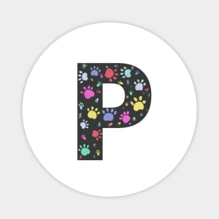 P letter  with colorful paw print Magnet